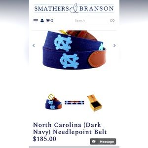 Smathers and Branson North Carolina(UNC) needlepoint belt brand new size 38(36)
